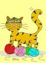 Cartoon: hot paw (small) by yasar kemal turan tagged hot,paw,ball,love,cat