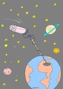 Cartoon: listen to space (small) by yasar kemal turan tagged listen to space microphone stars