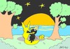 Cartoon: moonlight-love (small) by yasar kemal turan tagged crow,fox,cheese,moonlight,moon,night