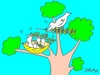 Cartoon: trained pigeons (small) by yasar kemal turan tagged trained,pigeons,peace,olive,branch,love