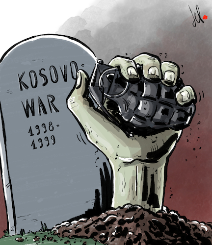 Cartoon: The return of the Kosovo war (medium) by Emanuele Del Rosso tagged kosovo,war,serbia,balcans,conflict,the,kosovo,war,serbia,balcans,conflict