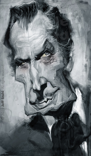 Cartoon: Vincent Price by Jeff Stahl (medium) by Jeff Stahl tagged vincent,price,horror,movie,actor,gothic,digital,painting,caricature,illustration,jeff,stahl