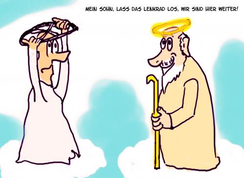 Cartoon: Petrus begrüßt Neuankömmling (medium) by Lutz-i tagged petrus,heiligenschein