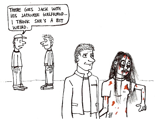 Cartoon: Ju-on girl (medium) by Jani The Rock tagged juon,grudge,horror,movie,film,japan,girlfriend