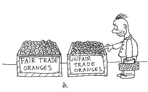 Cartoon: Mr. Misanthropy buys oranges (medium) by Jani The Rock tagged misanthropy,fair,trade,oranges