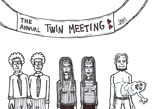 Cartoon: Twin meeting (medium) by Jani The Rock tagged twin,twins,meeting,mutant,freak,parasite