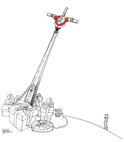 Cartoon: Christmas Day consumerism (medium) by BONIL tagged christmas,day,consumerism,christ
