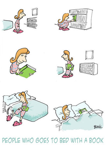 Cartoon: people books bed (medium) by BONIL tagged bonil,people,books,bed
