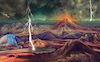 Cartoon: Leben (small) by alesza tagged ipadart life evolution environment procreate painting digitalpainting illustration digitalillustration earth volcano lightning