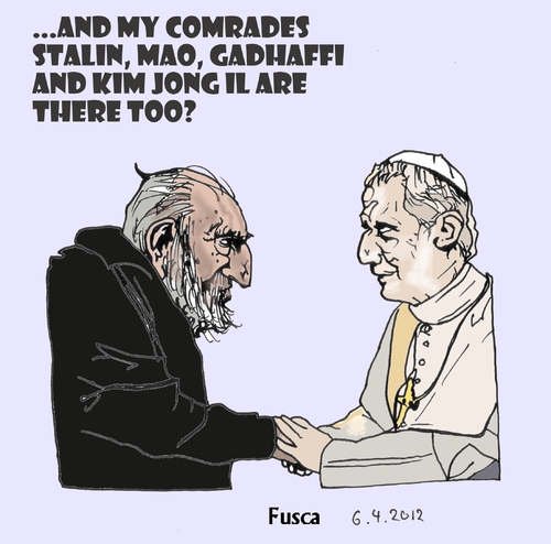 Cartoon: Pope visits Nosferatu (medium) by Fusca tagged communism,terrorism,religion,dictatorship