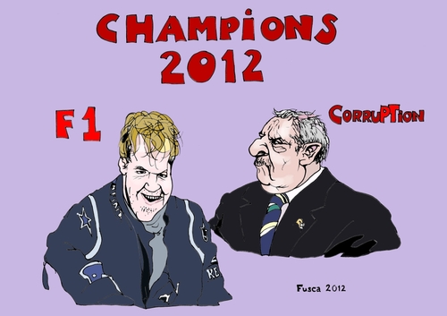 Cartoon: World Champions 2012 (medium) by Fusca tagged vettel,f1,luladasilva,corruption,brazil,latrocracy,dictatorship