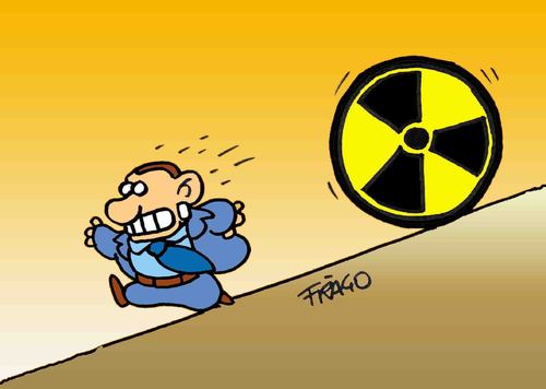 Cartoon: escape from nuclear (medium) by fragocomics tagged security,earthquake,japan,future,berlusconi,italy,debate,nuclear,silvio berlusconi,italien,atomkraft,akw,japan,erdebeben,katastrophe,tsunami,fukushima,silvio,berlusconi