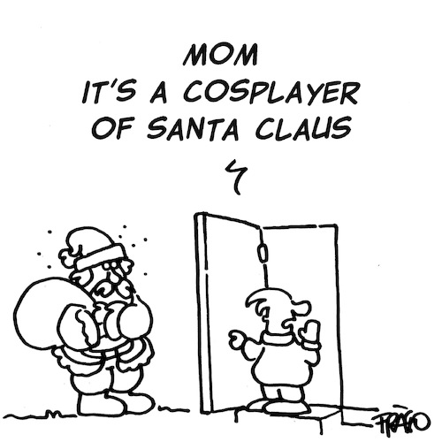 Cartoon: santa claus cosplayer (medium) by fragocomics tagged santa,claus,chistmas,xmas,noel,december,santa,claus,chistmas,xmas,noel,december