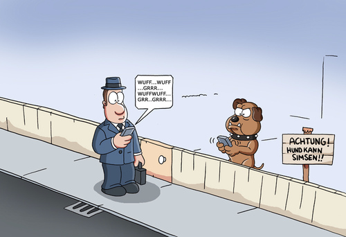 Cartoon: SMS Hund (medium) by ChristianP tagged sms,hund