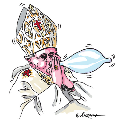 Cartoon: Benedikt entdeckt das Kondom (medium) by rpeter tagged papst,kirche,katholische,kondom,katholisch
