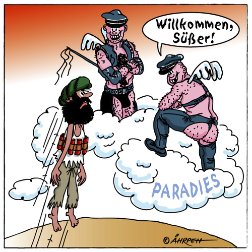 Cartoon: Dumm gelaufen (medium) by rpeter tagged selbstmordattentäter,paradies,gay,bombe,koran,prophet