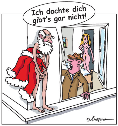 Cartoon: Es gibt ihn doch! (medium) by rpeter tagged weihnachten,weihnachtsmann,mann,frau,bett