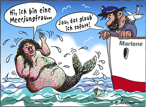 Cartoon: Jungfrau (medium) by rpeter tagged mann,frau,jungfrau,schiff,meer,matrose,nixe