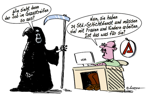 Cartoon: Krisensicherer Job! (medium) by rpeter tagged tod,arbeitsamt,gaza,gazastreifen,job