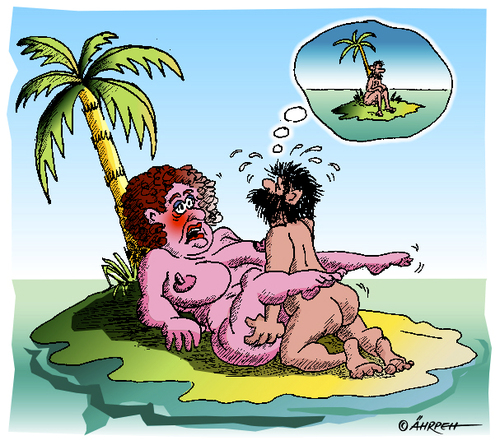 Cartoon: Ohne Worte (medium) by rpeter tagged insel,inselwitz,mann,frau,nackt,liebe,meer,palme