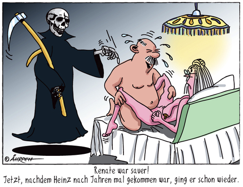 Cartoon: Seniorensex (medium) by rpeter tagged mann,frau,bett,tod,sensenmann,liebe