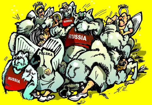 Cartoon: Fussbal - Russland gegen  Polen (medium) by medwed1 tagged schljachow,cartoon