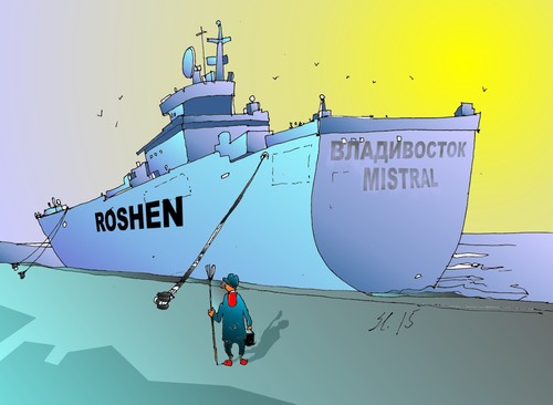 Cartoon: Mistral (medium) by medwed1 tagged mistral,russia,roshen,poroschenko