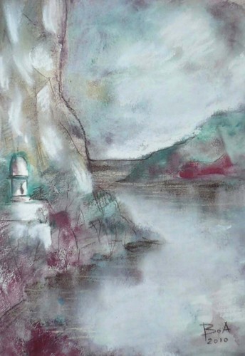 Cartoon: Olt river (medium) by boa tagged painting,color,oil,boa,romania,painter,landscape