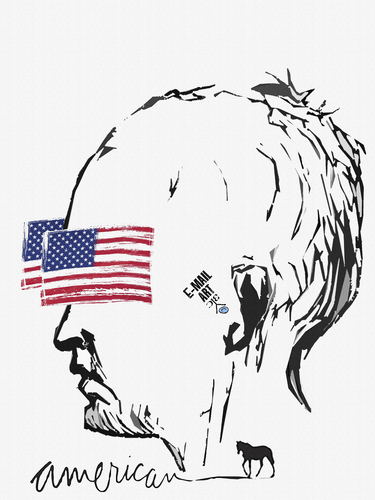 Cartoon: American horse (medium) by Zoran Spasojevic tagged american,horse,flag,digital,graphics,zoran,spasojevic,paske,kragujevac,emailart,serbia