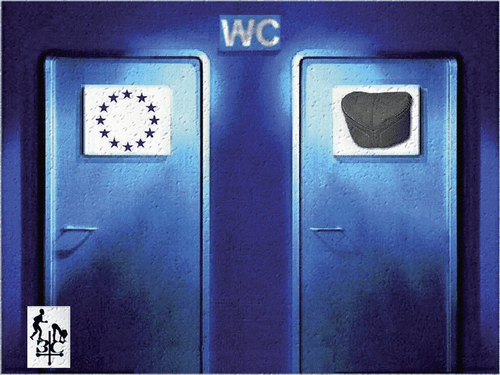 Cartoon: European water closet (medium) by Zoran Spasojevic tagged serbia,kragujevac,emailart,paske,spasojevic,zoran,graphics,collage,digital,wc,eu,europe,closet,water,european