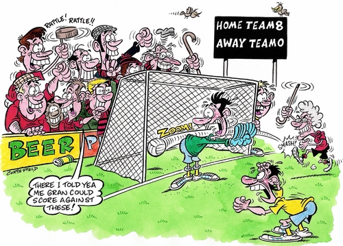 Cartoon: football cartoon (medium) by fieldtoonz tagged football,gran,supporters,goal,pitch