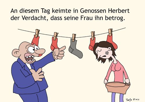 Cartoon: Die schwarze Socke (medium) by TomSe tagged rote,socke,ehebruch,verdacht,sozi