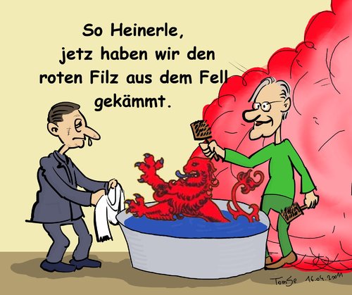 Cartoon: Roter Filz in Darmstadt (medium) by TomSe tagged darmstadt,jochen,partsch,grüne,spd,filtz