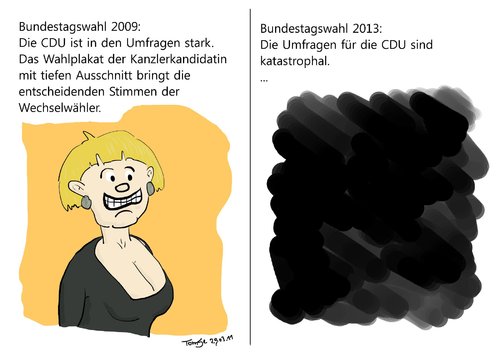 Cartoon: Wahlwerbung 2009-2013 (medium) by TomSe tagged wahl,merkel,ausschnitt,wahlplakat