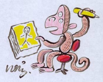 Cartoon: Drawing me drawing you (medium) by neilo tagged monkey,cartoon,draw,drawing