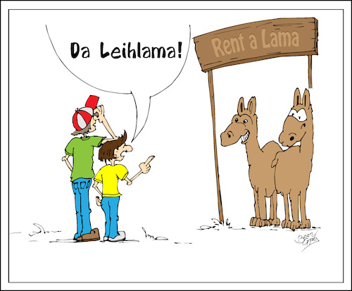 Cartoon: Da Leihlama (medium) by beangrphx tagged da,leihlama,dalei,lama,verleih,vermietung,reiten,tiere,geistlicher