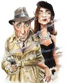 Cartoon: Bogart Bacall caricature (small) by Colin A Daniel tagged bogart,bacall,caricature,colin,daniel