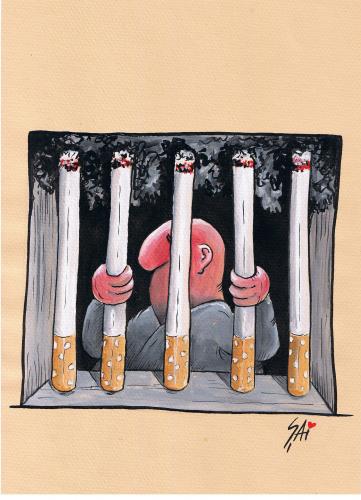 Cartoon: Smokejail (medium) by SAI tagged smoking,cigarettes