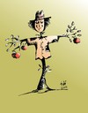 Cartoon: SCARECROW (small) by SAI tagged caricaturasai,scarecrow,apple,green,red