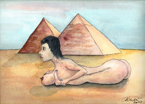 Cartoon: no title (medium) by Slawek11 tagged woman,sphinx,ancient