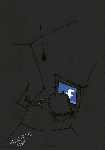 Cartoon: facebook addict (medium) by ALCATO tagged zuckerbook,alcato,facebook