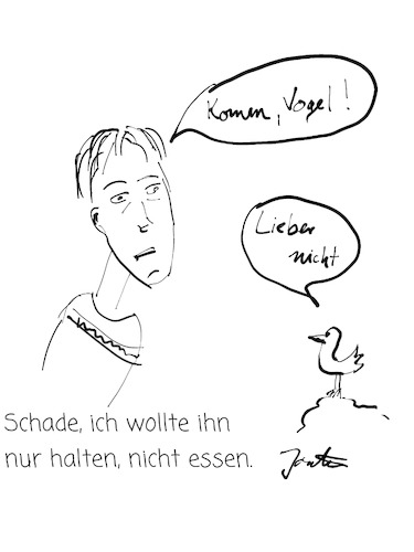 Cartoon: Junge und Vogel (medium) by hurvinek tagged vertrauen