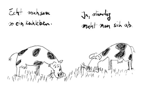 Cartoon: Muhsames Kuhleben (medium) by hurvinek tagged kühe