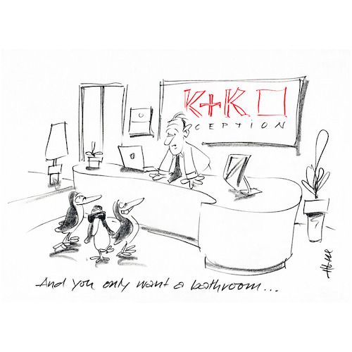 Cartoon: Bathroom Penguins (medium) by helmutk tagged business