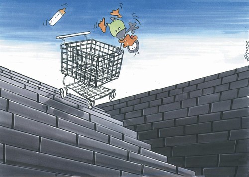 Cartoon: DuckStairs (medium) by helmutk tagged business