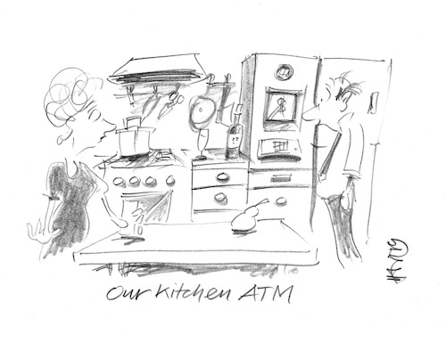 Cartoon: Kitchen ATM (medium) by helmutk tagged business