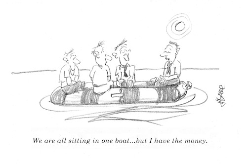 Cartoon: One Boat (medium) by helmutk tagged business