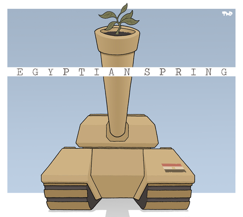Cartoon: Egyptian Spring (medium) by Tjeerd Royaards tagged egypt,army,elections,freedom,democracy
