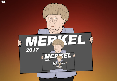 Cartoon: Elections in Germany (medium) by Tjeerd Royaards tagged merkel,germany,bundeskanzler,chancellor,elections,victory,merkel,germany,bundeskanzler,chancellor,elections,victory