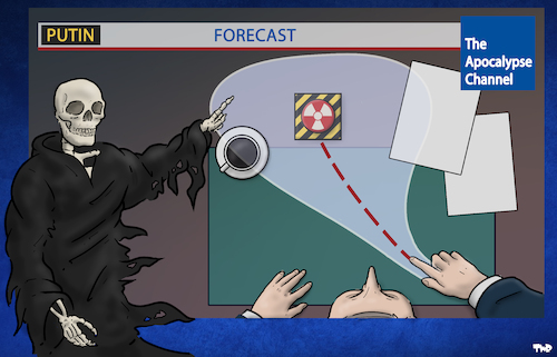 Cartoon: Forecast (medium) by Tjeerd Royaards tagged putin,nuclear,weapons,russia,putin,nuclear,weapons,russia